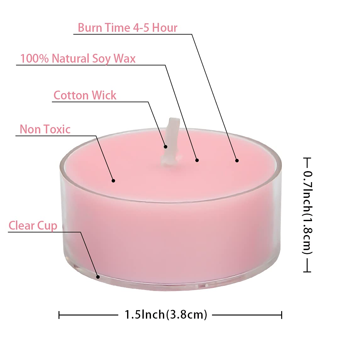 DEYBBY Natural Scented Soy Wax Tealight Candles Bulk, Romantic Rose Aromatherapy Luxury Tea Candle Set of 12-4 Hour Burn Time|Gr